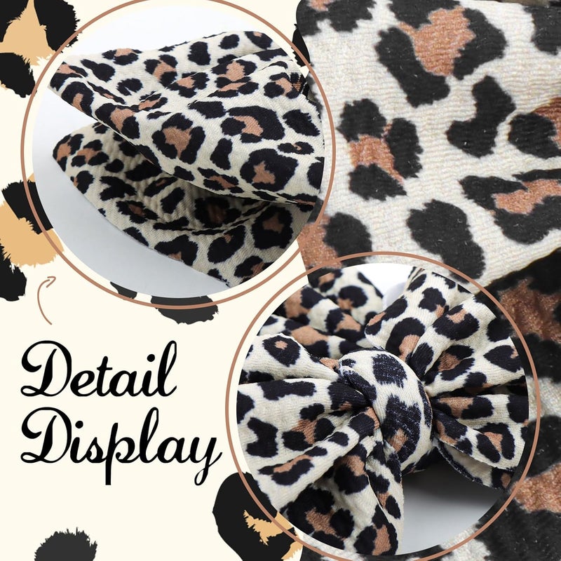 ONENINEDREAM 2Pcs Baby Girl Bows Leopard Print Headbands for Girls 7’’ Brown Bow Toddler Hair Accessories Newborn Infant Baby Hair Wrap - Image 5